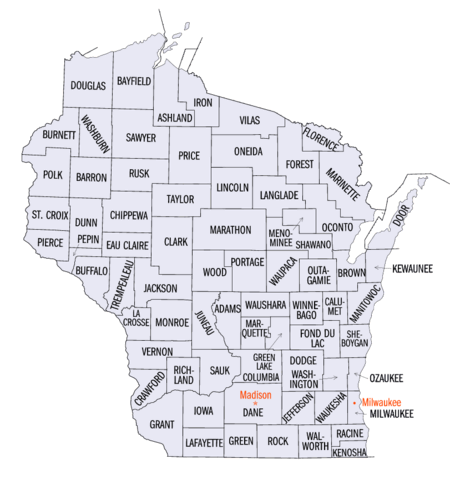 Map of Wisconsin Counties